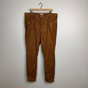 Good American Good Waist Faux Suede Pants Burnt Caramel High Rise Skinny Jean 22